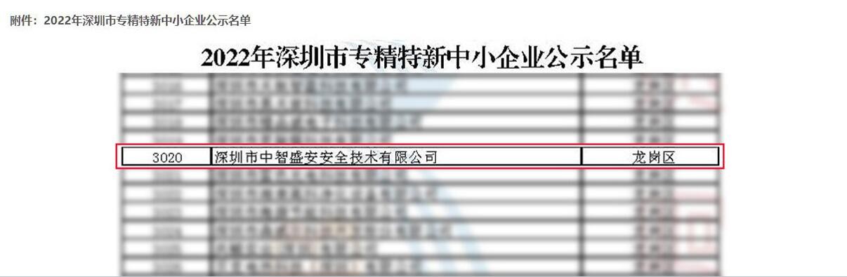 【喜報】 中智盛安榮獲“專精特新”企業認定!